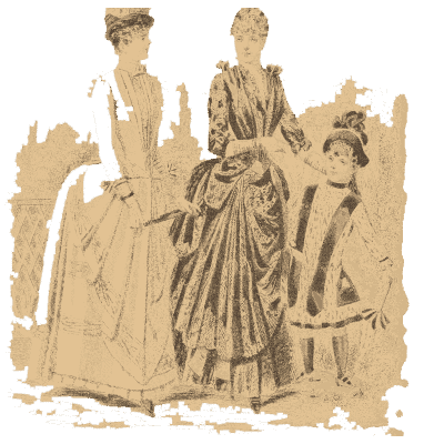 Women in garden dress with a child - Fashion Plates - 1880