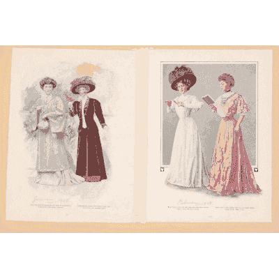 Women in rose and grey gowns - Fashion Plates - 1880