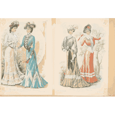 Women in trained summer gowns - Fashion Plates - 1880
