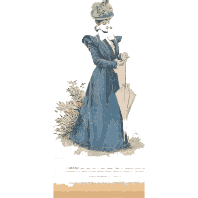 Woman in a blue coat with an umbrella - Fashion Plates - 1880