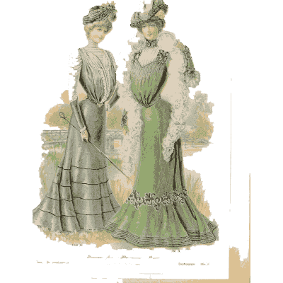 Two women in green trained gowns - Fashion Plates - 1880