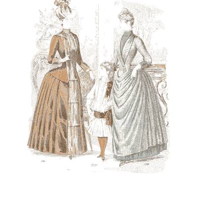 Women in evening and day gowns - Fashion Plates - 1880
