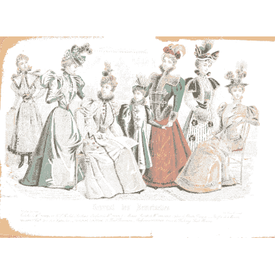 Seated and standing women in gowns - Fashion Plates - 1880
