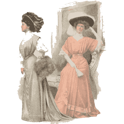 Two women in draped gowns - Fashion Plates - 1880