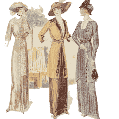 Three women in long coat dresses - Fashion Plates - 1880