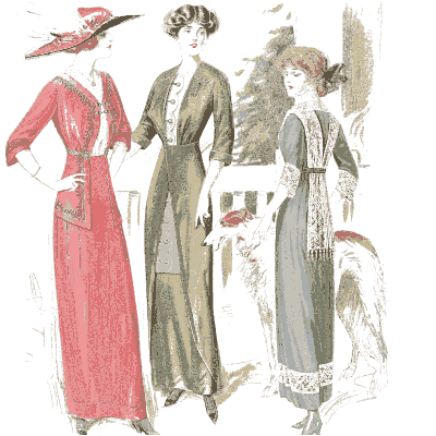 Three women in coloured gowns - Fashion Plates - 1880