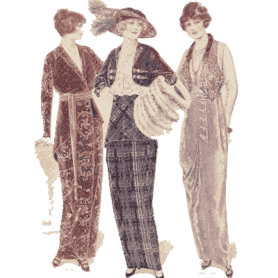Three women in long tunic gowns - Fashion Plates - 1880