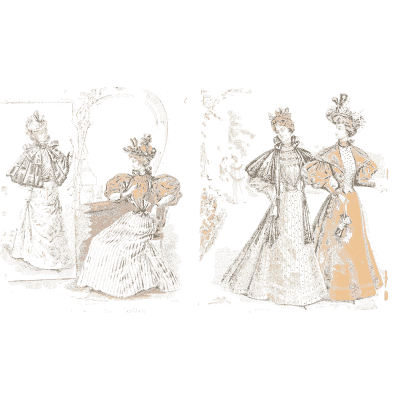 Women in bustled evening gowns - Fashion Plates - 1880