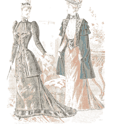 Two women in dark day gowns - Fashion Plates - 1880