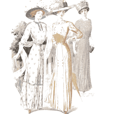 Three women in white summer gowns - Fashion Plates - 1880