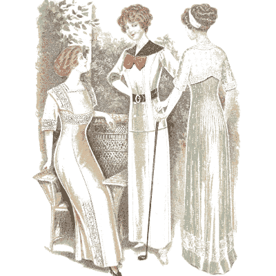 Women in white panelled gowns - Fashion Plates - 1880