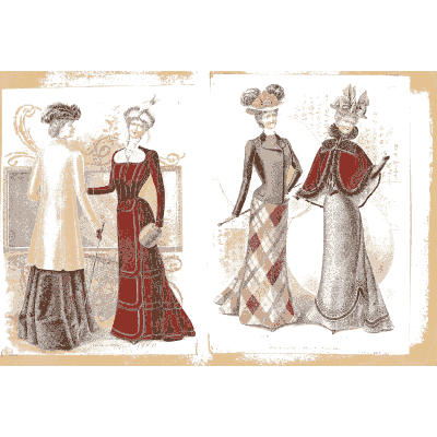 Women in coloured walking gowns - Fashion Plates - 1880