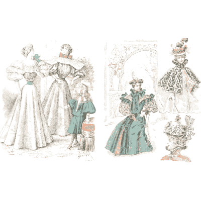 Women in wide-shouldered gowns - Fashion Plates - 1880