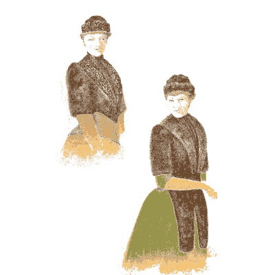 Small figures in dark dresses - Fashion Plates - 1880