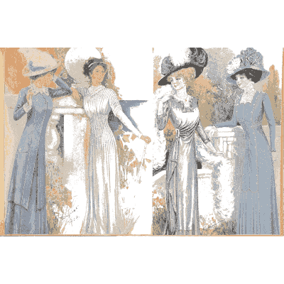 Women in blue and white gowns - Fashion Plates - 1880