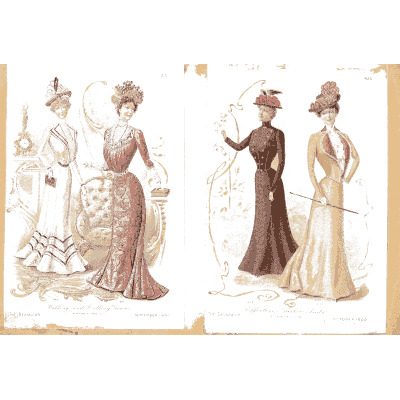 Women in fitted bodice gowns - Fashion Plates - 1880