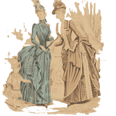 Two women with a small child - Fashion Plates - 1880