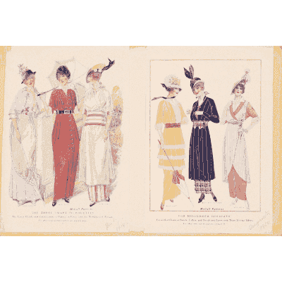 Women in coloured tunic gowns - Fashion Plates - 1880