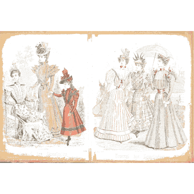 Women and a child in white gowns - Fashion Plates - 1880