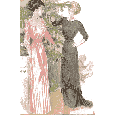 Two women in striped gowns - Fashion Plates - 1880
