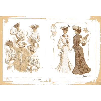 Women in shirtwaists and wide hats 02 - Fashion Plates - 1880