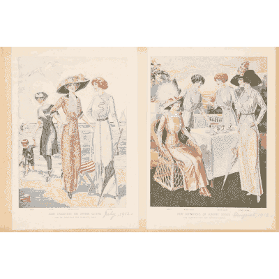 Women in wide hats indoors - Fashion Plates - 1880