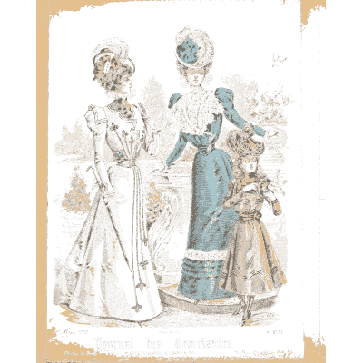 Two women and a child in gowns - Fashion Plates - 1880