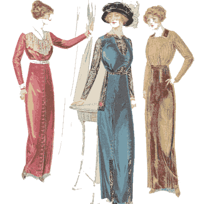 Three women in narrow gowns 02 - Fashion Plates - 1880