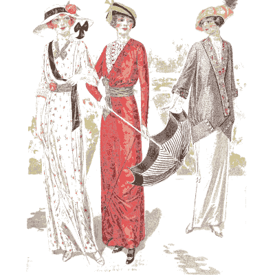 Three women in long gowns - Fashion Plates - 1880