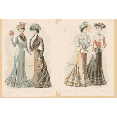 Women in trimmed day gowns - Fashion Plates - 1880