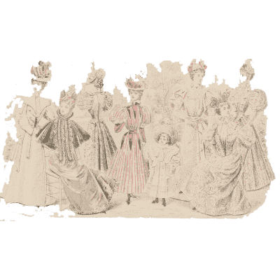 Crowd of women in pale gowns - Fashion Plates - 1880