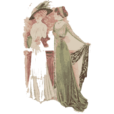 Two women in white and green gowns - Fashion Plates - 1880