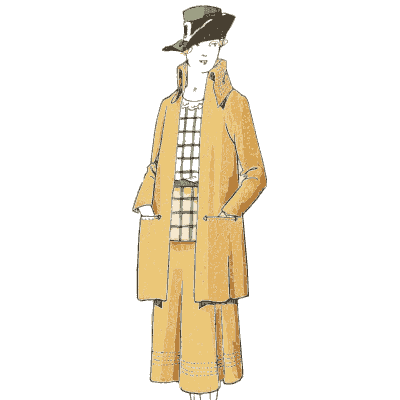 Mustard coat over checked dress - La Mode Feminine, Volume 3 - 1900
