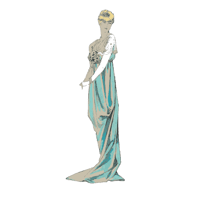 Teal draped evening gown - La Mode Feminine, Volume 3 - 1900