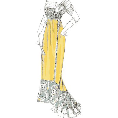 Yellow gown with lace flounce - La Mode Feminine, Volume 3 - 1900