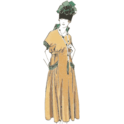 Mustard dress and green hat - La Mode Feminine, Volume 3 - 1900