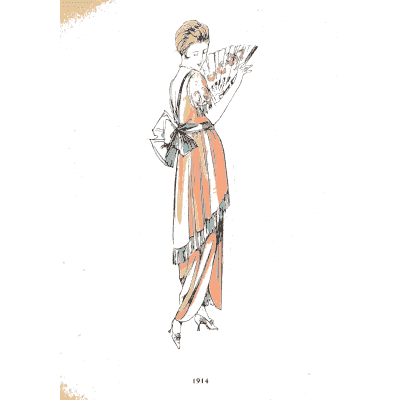 Peach gown with a fan - La Mode Feminine, Volume 3 - 1900