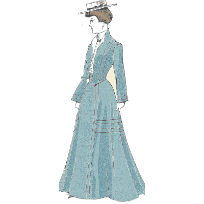 Blue tailored walking dress - La Mode Feminine, Volume 3 - 1900