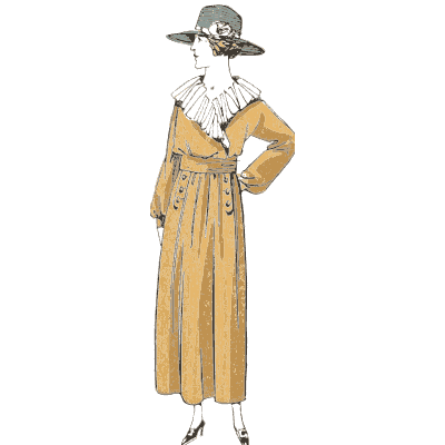 Mustard dress with ruffled collar - La Mode Feminine, Volume 3 - 1900