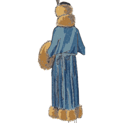 Blue coat with fur collar - La Mode Feminine, Volume 3 - 1900