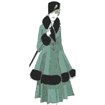 Green coat with fur bands - La Mode Feminine, Volume 3 - 1900