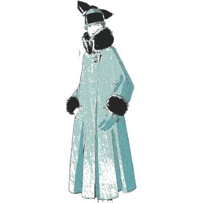 Turquoise coat with fur cuffs - La Mode Feminine, Volume 3 - 1900