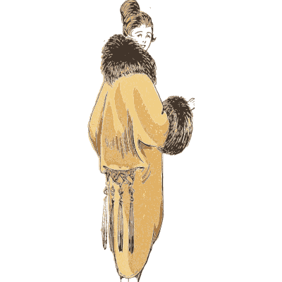 Mustard dress with fur stole - La Mode Feminine, Volume 3 - 1900