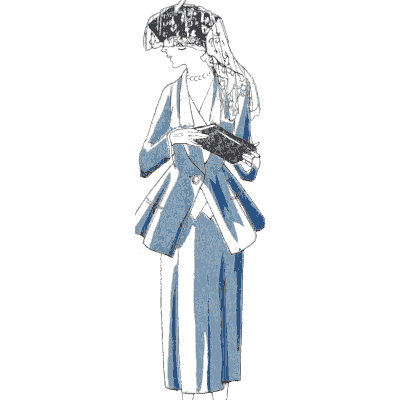 Blue suit with a veiled hat - La Mode Feminine, Volume 3 - 1900