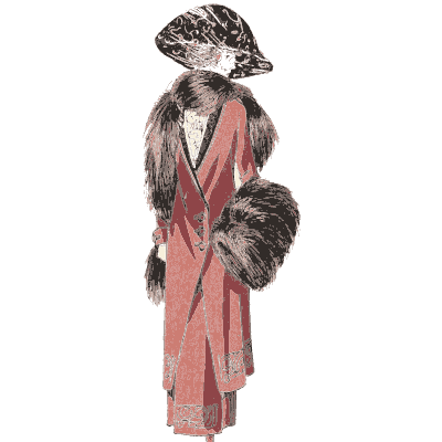 Red coat with fur trim - La Mode Feminine, Volume 3 - 1900