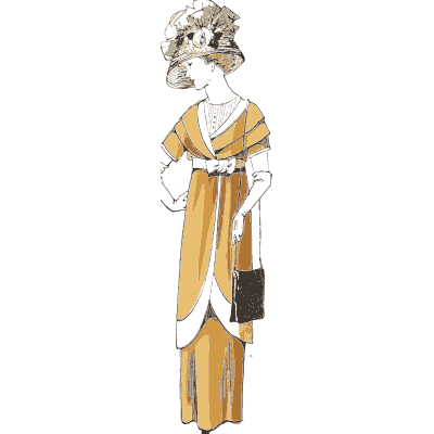 Mustard dress with plumed hat - La Mode Feminine, Volume 3 - 1900