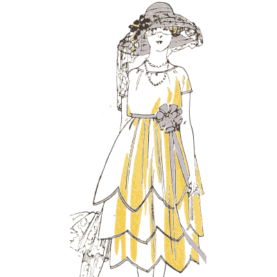 Yellow dress with scalloped skirt - La Mode Feminine, Volume 3 - 1900