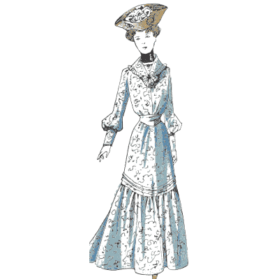 Pale blue lace trimmed dress - La Mode Feminine, Volume 3 - 1900