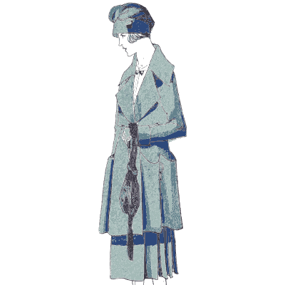 Blue green suit with a scarf - La Mode Feminine, Volume 3 - 1900