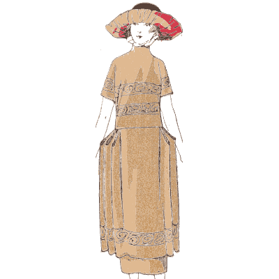 Tan dress with a wide hat - La Mode Feminine, Volume 3 - 1900